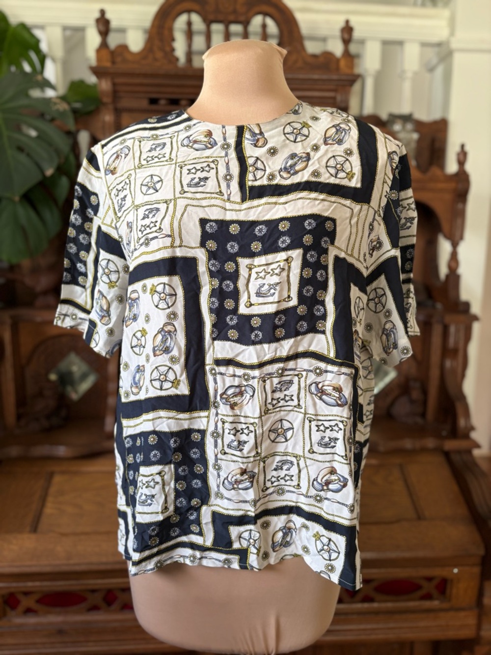 100% Silk Women's Nautical Blouse